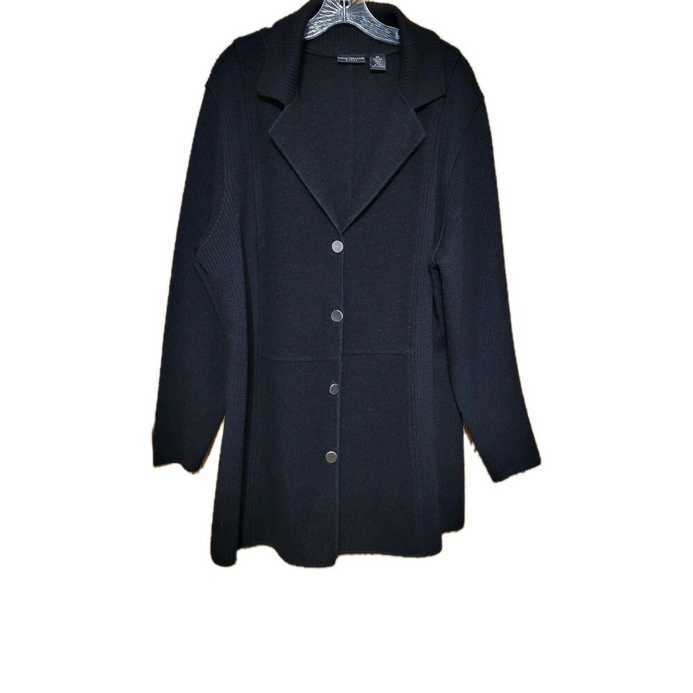 Sarah Spencer Women's Black Cardigan Sweater Size 2X Wool Button Up  Longsleeves